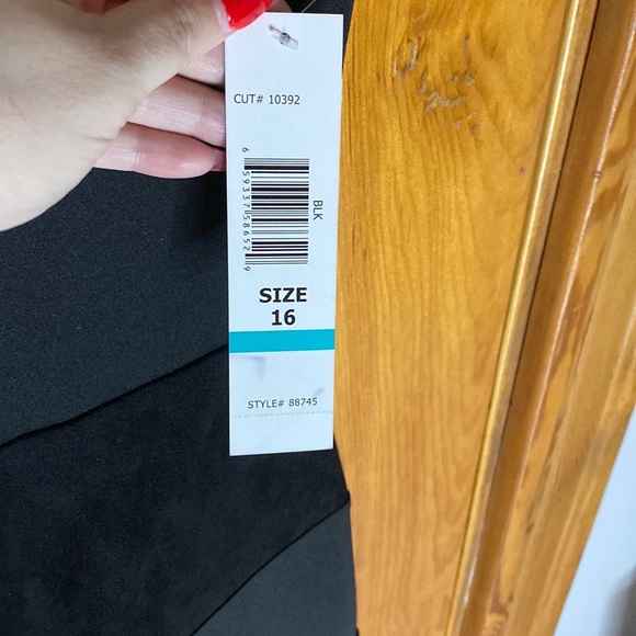 Tiana B Black Suede Striped dress Size 16 NWT - Picture 2 of 6